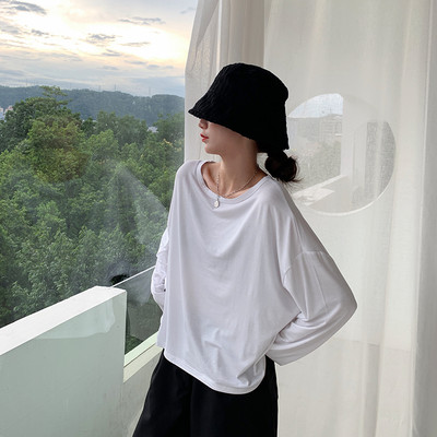 Βαμβακερό μπλουζάκι με 3/4 μανίκια για γυναίκες δύο μοντέλα