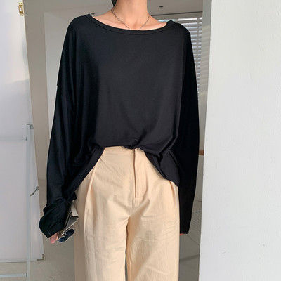 Βαμβακερό μπλουζάκι με 3/4 μανίκια για γυναίκες δύο μοντέλα