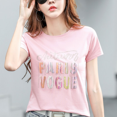 Ležerna ženska majica sa natpisima i kratkim rukavima u više boja