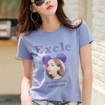 Νέο γυναικείο μπλουζάκι με τύπωμα και διακοσμητικές πέτρες σε διάφορα χρώματα