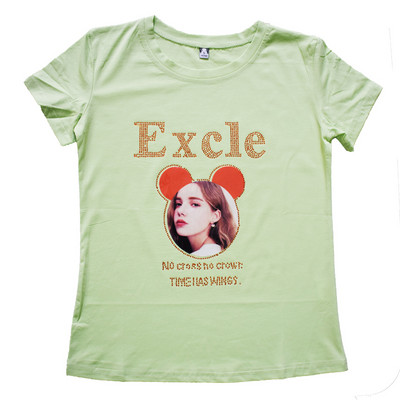 Νέο γυναικείο μπλουζάκι με τύπωμα και διακοσμητικές πέτρες σε διάφορα χρώματα