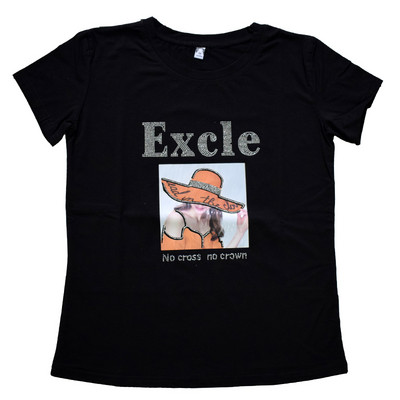 Νέο γυναικείο μπλουζάκι με τύπωμα και διακοσμητικές πέτρες σε διάφορα χρώματα