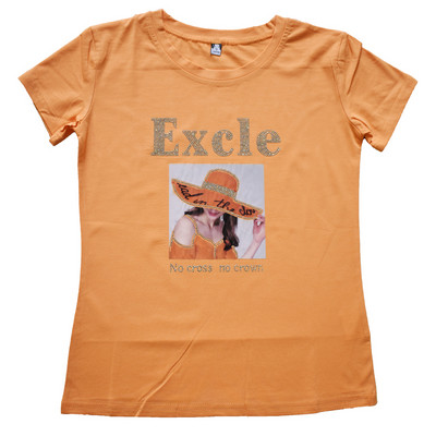 Νέο γυναικείο μπλουζάκι με τύπωμα και διακοσμητικές πέτρες σε διάφορα χρώματα