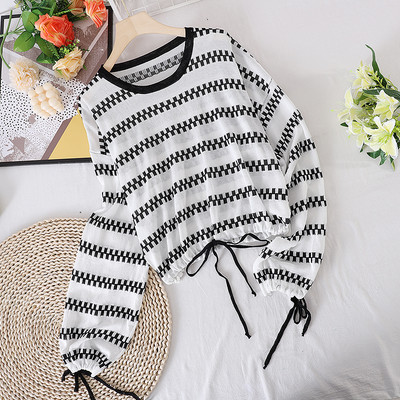 Γυναικεία μπλούζα με μακριά μανίκια και κορδόνια