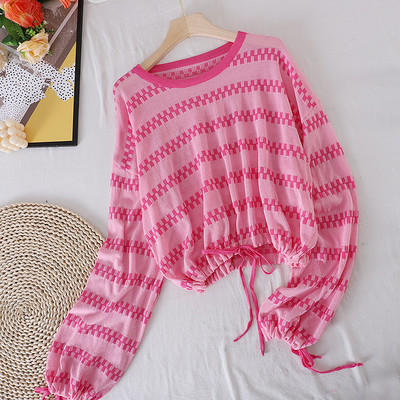 Γυναικεία μπλούζα με μακριά μανίκια και κορδόνια