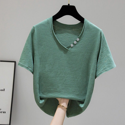 Novi model ženske majice s dugmadima i špic izrezom