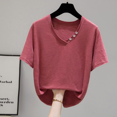 Novi model ženske majice s dugmadima i špic izrezom