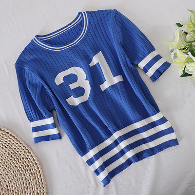 Γυναικεία μπλούζα με οβάλ λαιμόκοψη και κοντά μανίκια σε τρία χρώματα