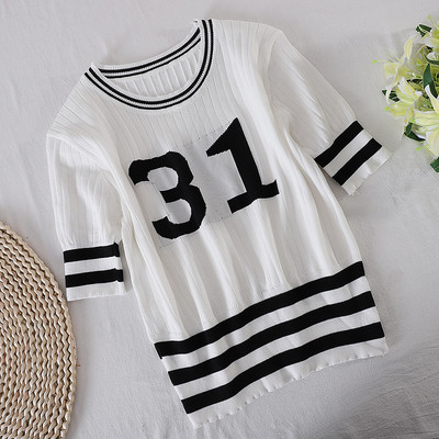 Γυναικεία μπλούζα με οβάλ λαιμόκοψη και κοντά μανίκια σε τρία χρώματα