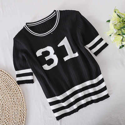 Γυναικεία μπλούζα με οβάλ λαιμόκοψη και κοντά μανίκια σε τρία χρώματα