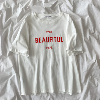 Γυναικείο καλοκαιρινό μπλουζάκι με επιγραφή και κοντά μανίκια