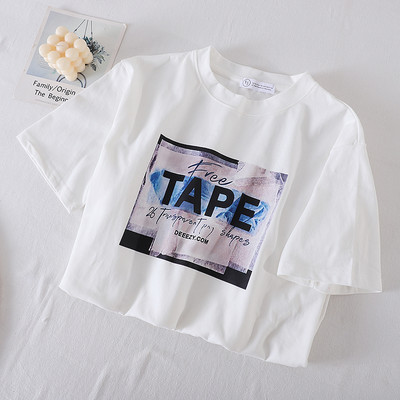 Γυναικείο μπλουζάκι με επιγραφή και στρογγυλή λαιμόκοψη σε διάφορα χρώματα