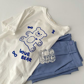 Γυναικείο μπλουζάκι με απλικέ αρκουδάκι σε λευκό χρώμα