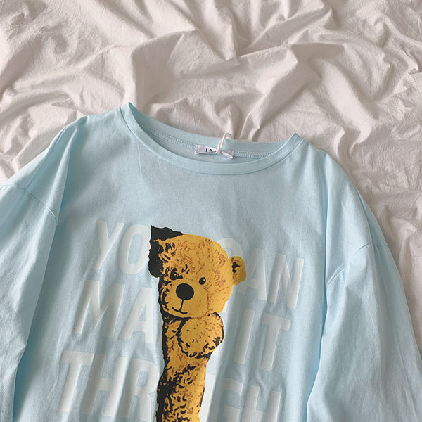 Γυναικείο casual μπλουζάκι με απλικέ αρκουδάκι
