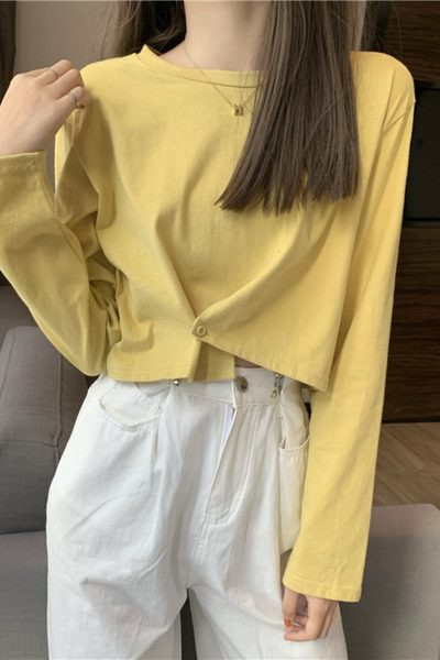 Γυναικεία casual μπλούζα με μακριά μανίκια και κουμπί