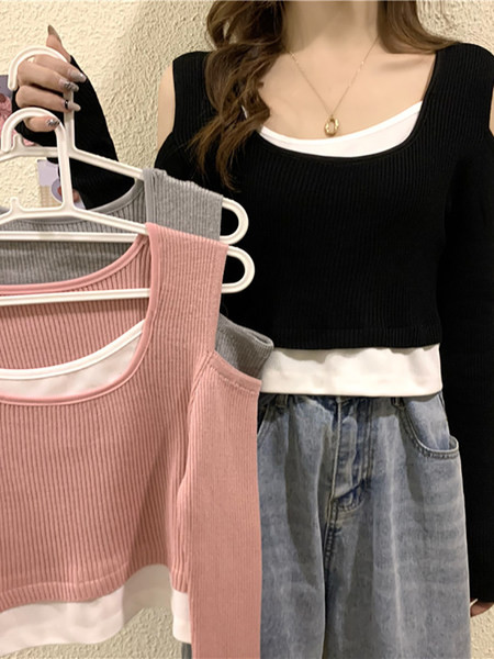 Νέο μοντέλο μπλούζα άνοιξη-φθινόπωρο με κομμένα στοιχεία