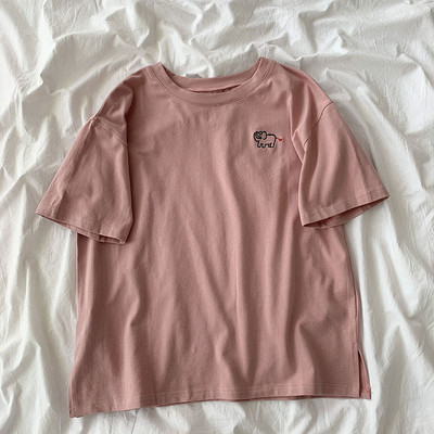 Γυναικείο μπλουζάκι με κοντά μανίκια με διάφορα κεντήματα