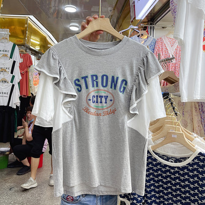 Γυναικεία μπλούζα με βολάν και επιγραφή απλικέ