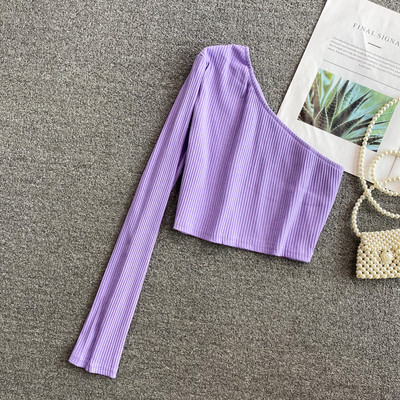 Γυναικεία κοντή μπλούζα με ένα μανίκι σε διάφορα χρώματα