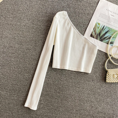 Γυναικεία κοντή μπλούζα με ένα μανίκι σε διάφορα χρώματα