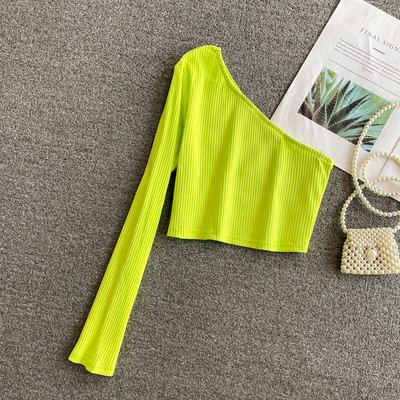 Γυναικεία κοντή μπλούζα με ένα μανίκι σε διάφορα χρώματα