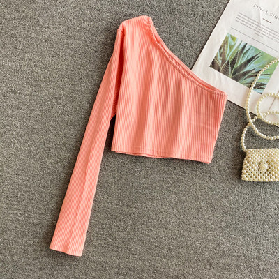 Γυναικεία κοντή μπλούζα με ένα μανίκι σε διάφορα χρώματα