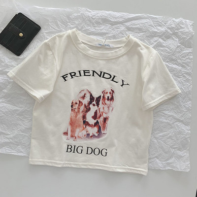 Ženska kratka majica s aplikacijom i ovalnim izrezom