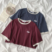 Casual γυναικείο μπλουζάκι με απλικέ και κοντά μανίκια