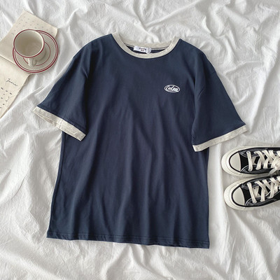 Casual γυναικείο μπλουζάκι με απλικέ και κοντά μανίκια