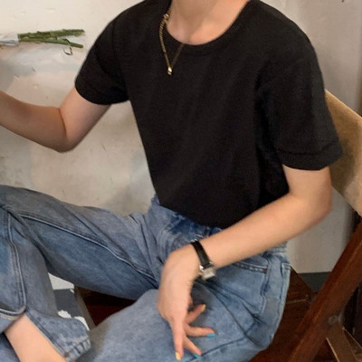 Νέο μοντέλο μονόχρωμη μπλούζα με κοντά μανίκια