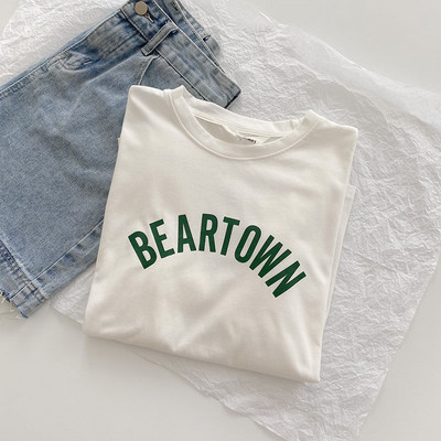 Γυναικείο casual μπλουζάκι με επιγραφή και κοντά μανίκια