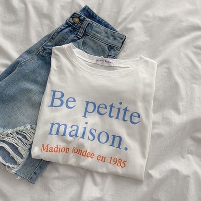 Γυναικείο casual μπλουζάκι με οβάλ λαιμόκοψη και επιγραφές