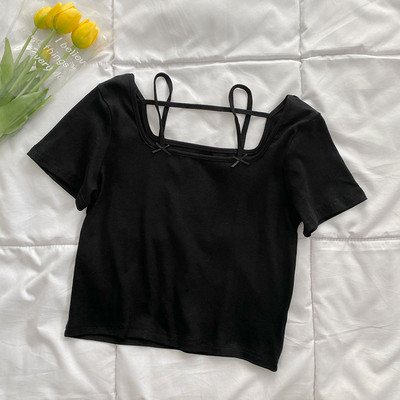 Νέο μοντέλο γυναικείο μπλουζάκι με κοντά μανίκια και τετράγωνη λαιμόκοψη