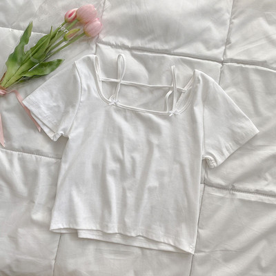 Νέο μοντέλο γυναικείο μπλουζάκι με κοντά μανίκια και τετράγωνη λαιμόκοψη