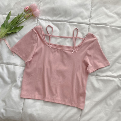 Νέο μοντέλο γυναικείο μπλουζάκι με κοντά μανίκια και τετράγωνη λαιμόκοψη