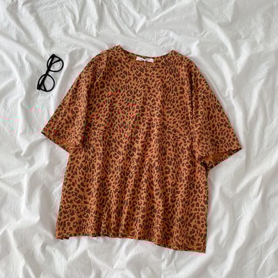 Γυναικείο casual μπλουζάκι με μοτίβο λεοπάρ