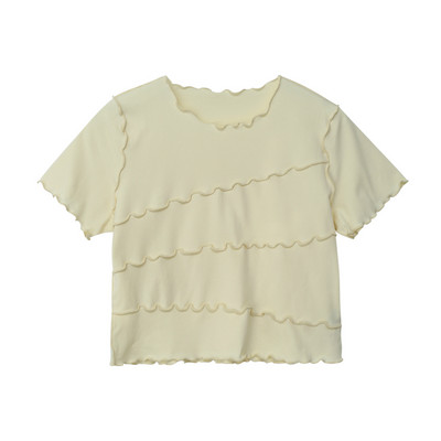 Casual γυναικεία μπλούζα με κοντά μανίκια και οβάλ ντεκολτέ