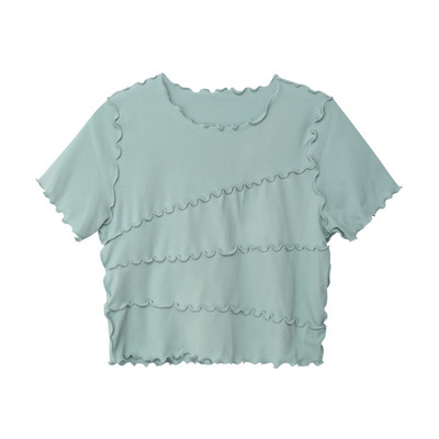 Casual γυναικεία μπλούζα με κοντά μανίκια και οβάλ ντεκολτέ