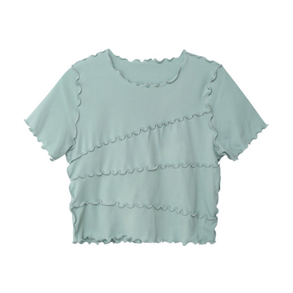 Casual γυναικεία μπλούζα με κοντά μανίκια και οβάλ ντεκολτέ