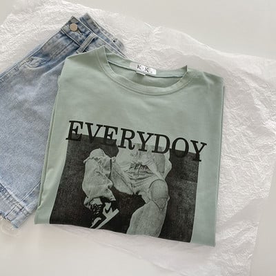 Νέο μοντέλο γυναικείο μπλουζάκι με τύπωμα και στρογγυλή λαιμόκοψη