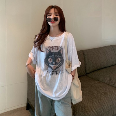 Casual γυναικείο μπλουζάκι με τύπωμα και 3/4 μανίκια