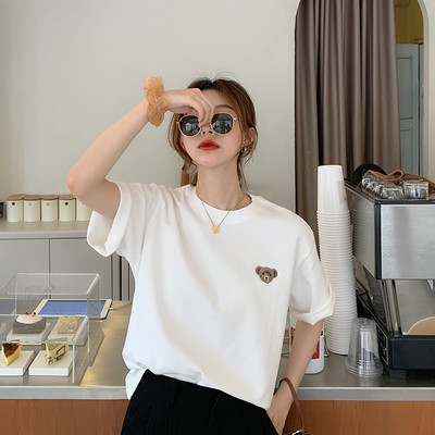 Γυναικείο μπλουζάκι με κέντημα αρκουδάκι και 3/4 μανίκια