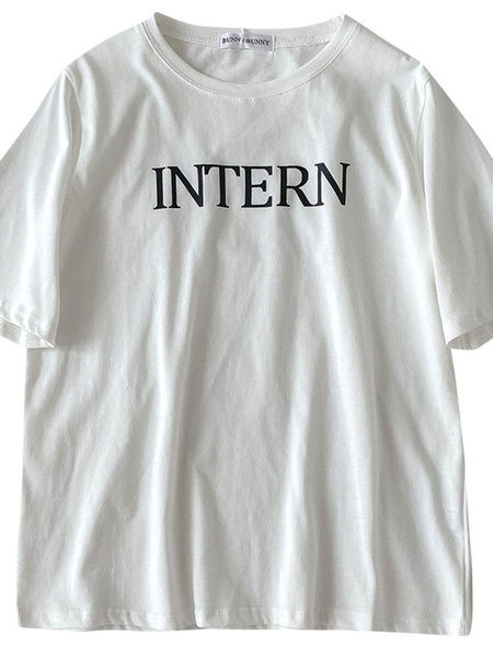 Ležerna ženska majica s natpisom i kratkim rukavima