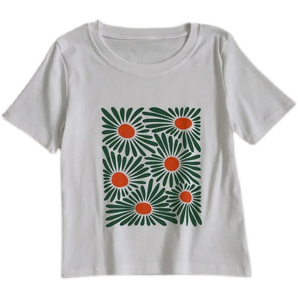 Ženska majica kratkih rukava sa printom u tri boje