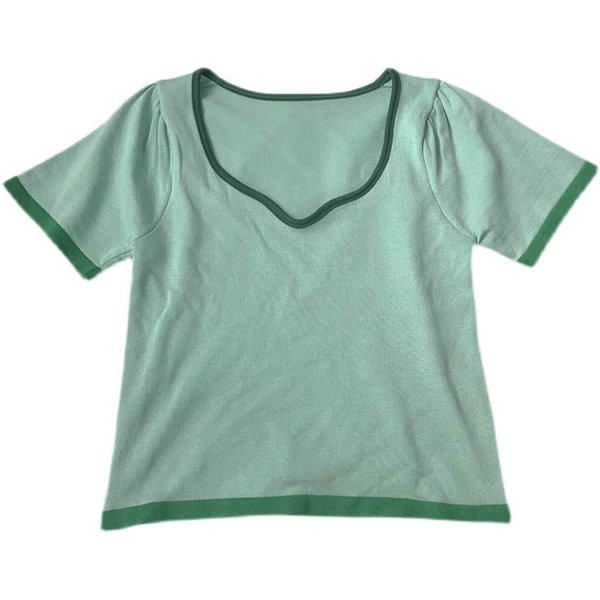Ženska obična majica kratkih rukava sa špic izrezom