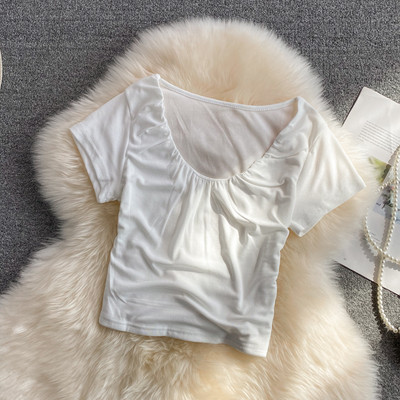 Ženska ležerna bluza s okruglim izrezom i kratkim rukavima