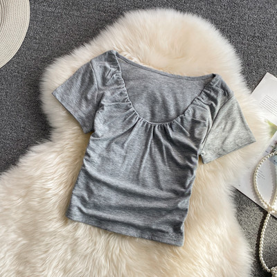 Ženska ležerna bluza s okruglim izrezom i kratkim rukavima