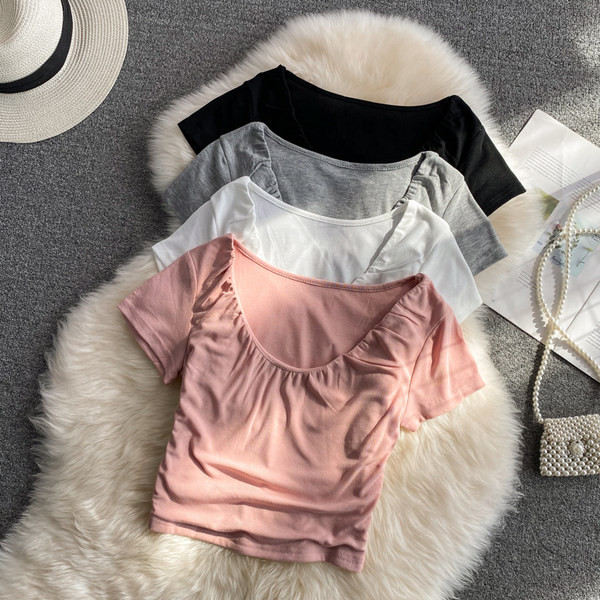 Ženska ležerna bluza s okruglim izrezom i kratkim rukavima