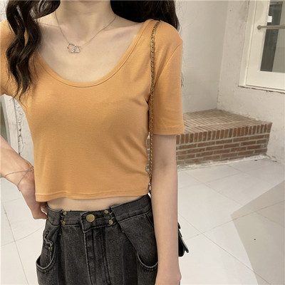 Γυναικείο κοντό μπλουζάκι με τετράγωνο ντεκολτέ