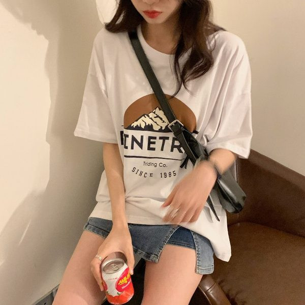 Ženska retro majica s natpisom i O izrezom